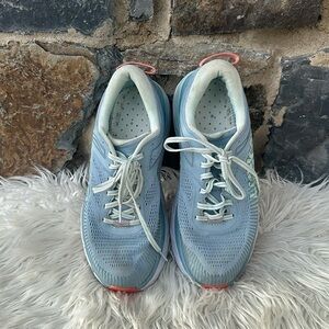 Hoka One One ‘Bondi 7’ Women’s Sneaker Shoe in Blue Fog Blue Glass Size 9.5